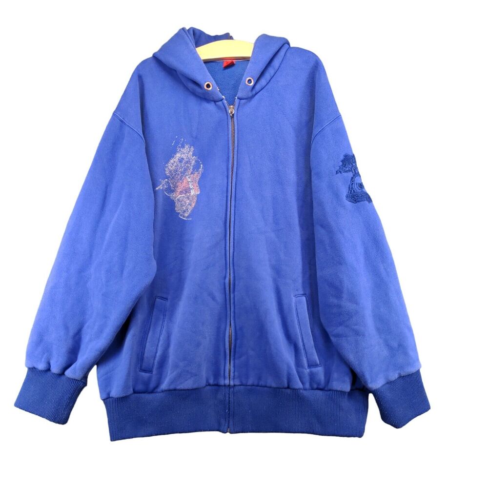 Ciano Farmer Men's Full Zip Hoodie Sweatshirt 3XL Long Sleeve Blue Embroidered